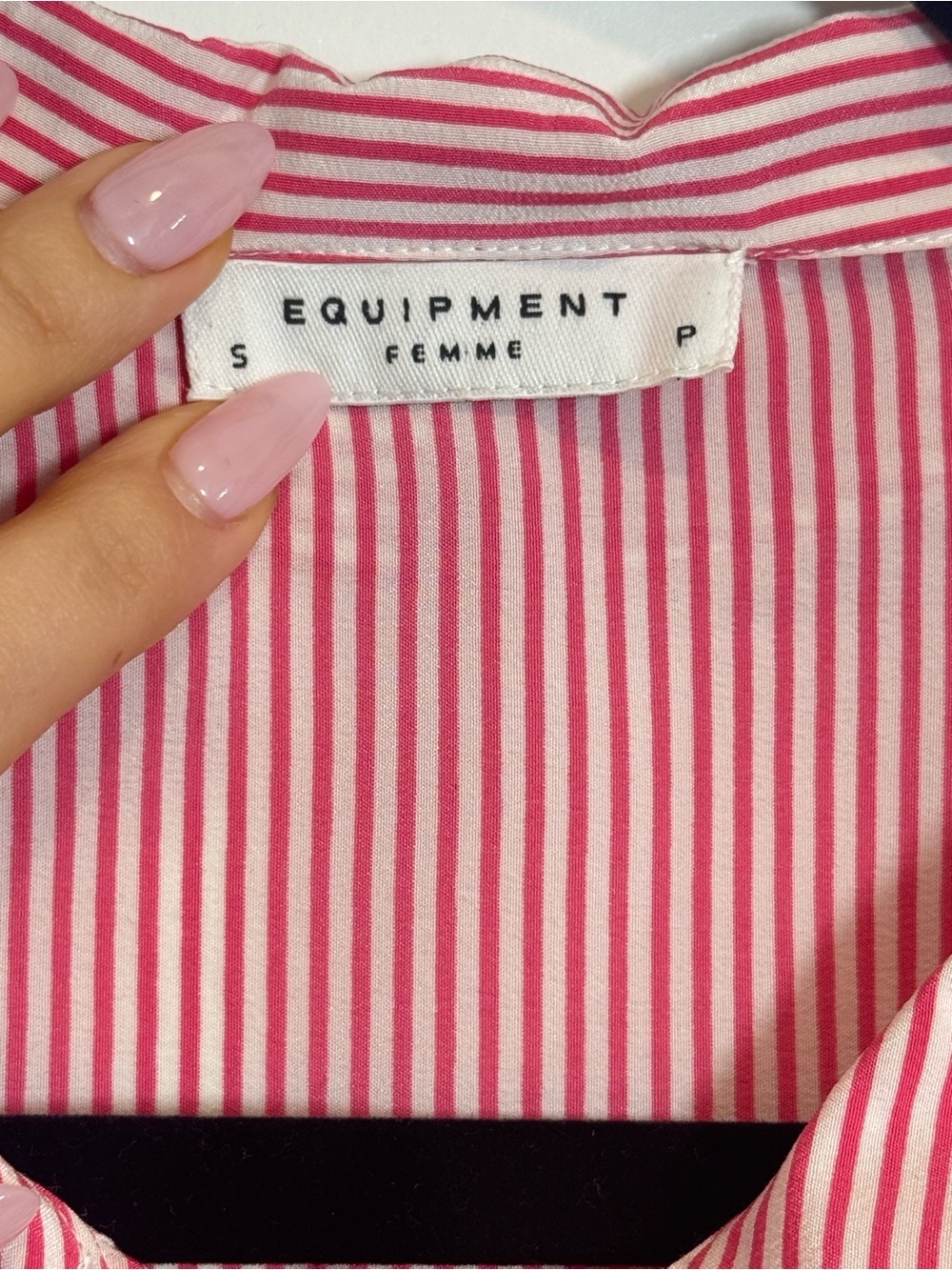 Equipment 100% silk Pink and White Striped Blouse sz S - Picture 2 of 14